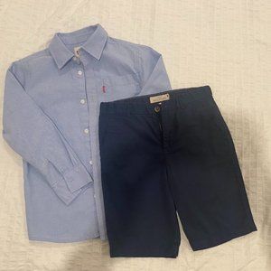H&M Boys Shorts (9-10) and Levis Button-down (8-10) set